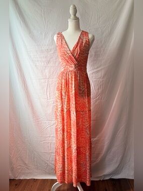 st john's bay maxi dress Large-St John's Bay Women's V-neck maxi Dress Yellow Floral Print